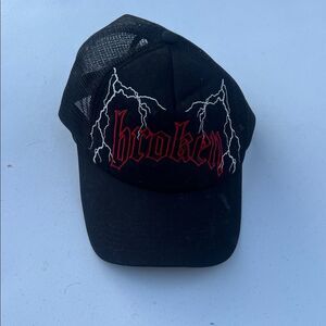 Black Mesh Trucker Hat with Red Embroidery